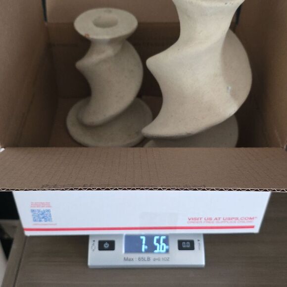 1991 Vintage Spiral Chunky Candlestick Holders Pair 11' & 7.5' Sculptural - Picture 11 of 11